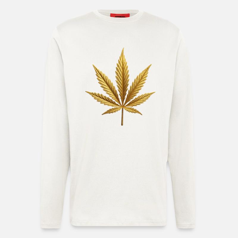 Goldenes Hanfblatt - Langarmshirt - made by SPREAD  - OFF WHITE