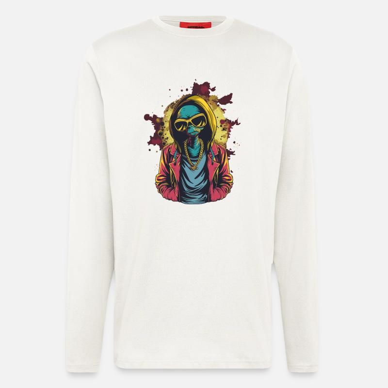 Cooles Alien - Langarmshirt - made by SPREAD  - OFF WHITE