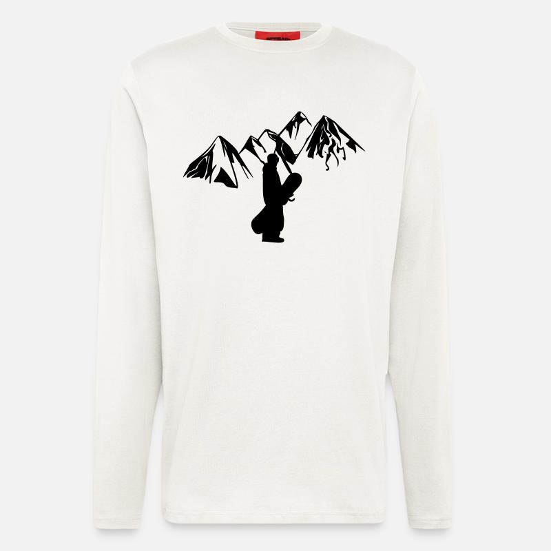 Snowboarder mit Bergen - Langarmshirt - made by SPREAD  - OFF WHITE