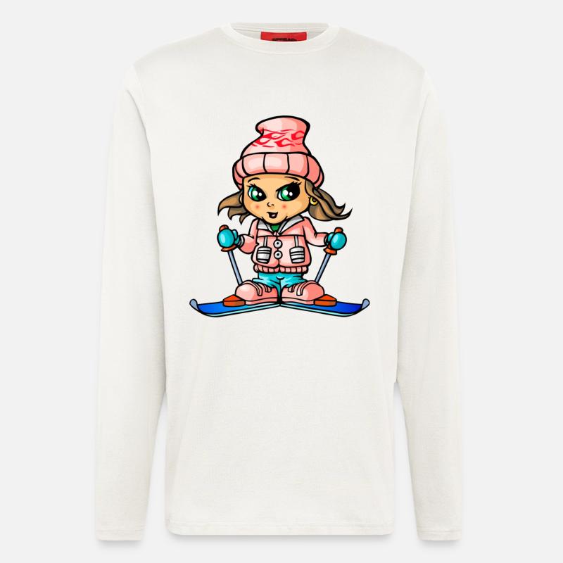 Snow girl skiing - Langarmshirt - made by SPREAD  - OFF WHITE