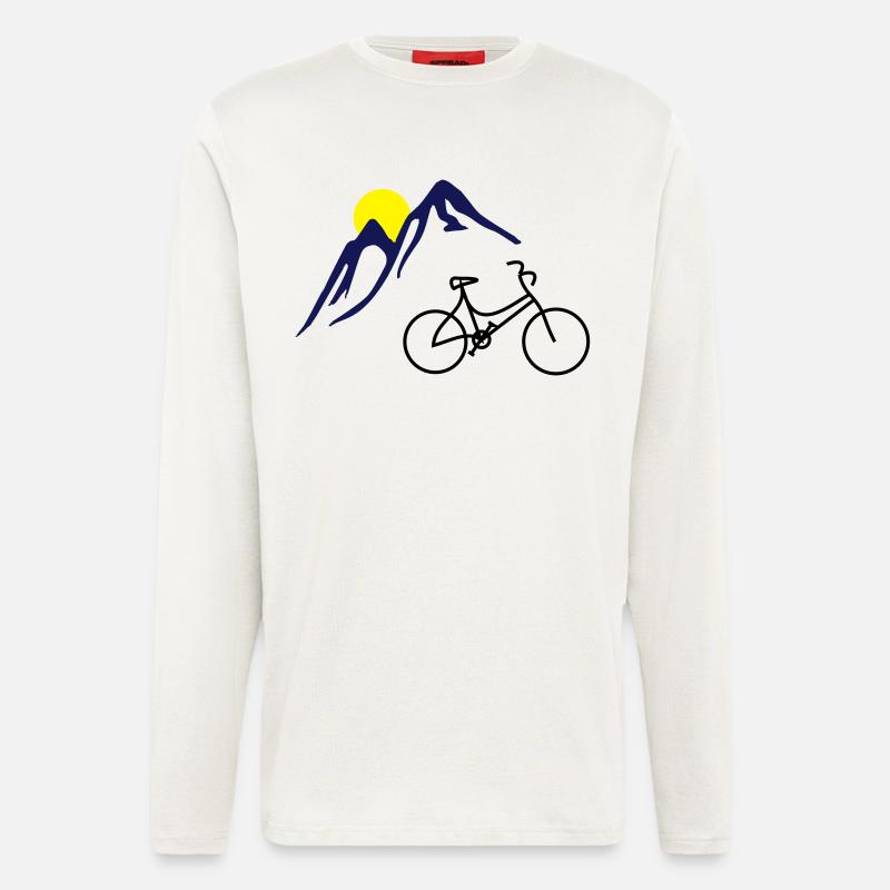 Fahrrad, Berge und Sonne - Langarmshirt - made by SPREAD  - OFF WHITE