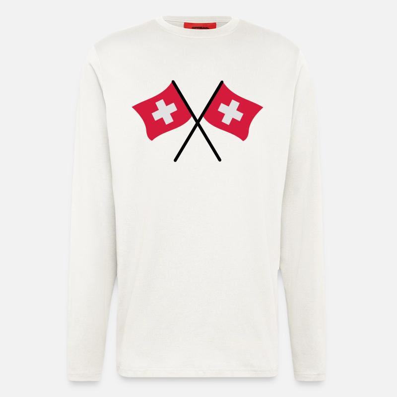 Schweizer Flaggen - Langarmshirt - made by SPREAD  - OFF WHITE