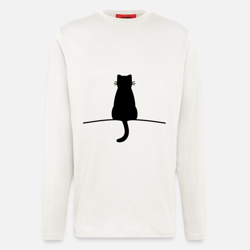 Katze Silhouette Kater Kätzchen minimal - Langarmshirt - made by SPREAD  - OFF WHITE