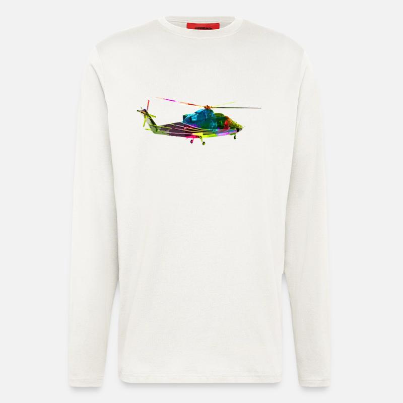 Bunter Helikopter - Langarmshirt - made by SPREAD  - OFF WHITE