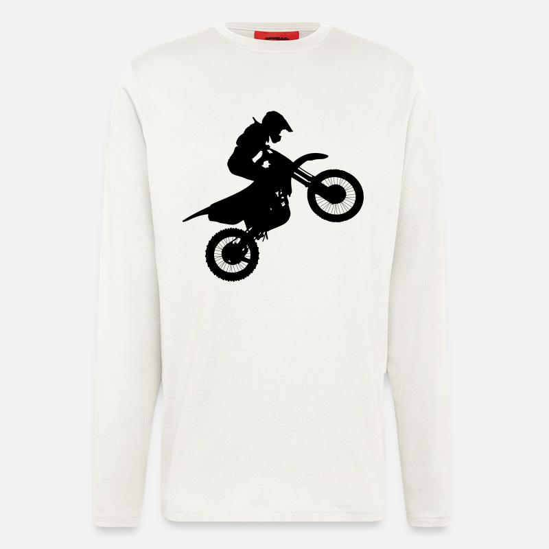 Image du pilote de motocross # - Manches longues bio décontracté fabriqué en UE - OFF WHITE