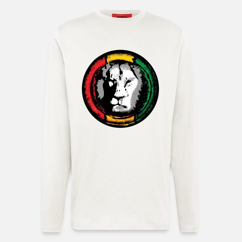 Reggae Löwe im Rasta Stil - Langarmshirt - made by SPREAD  - OFF WHITE