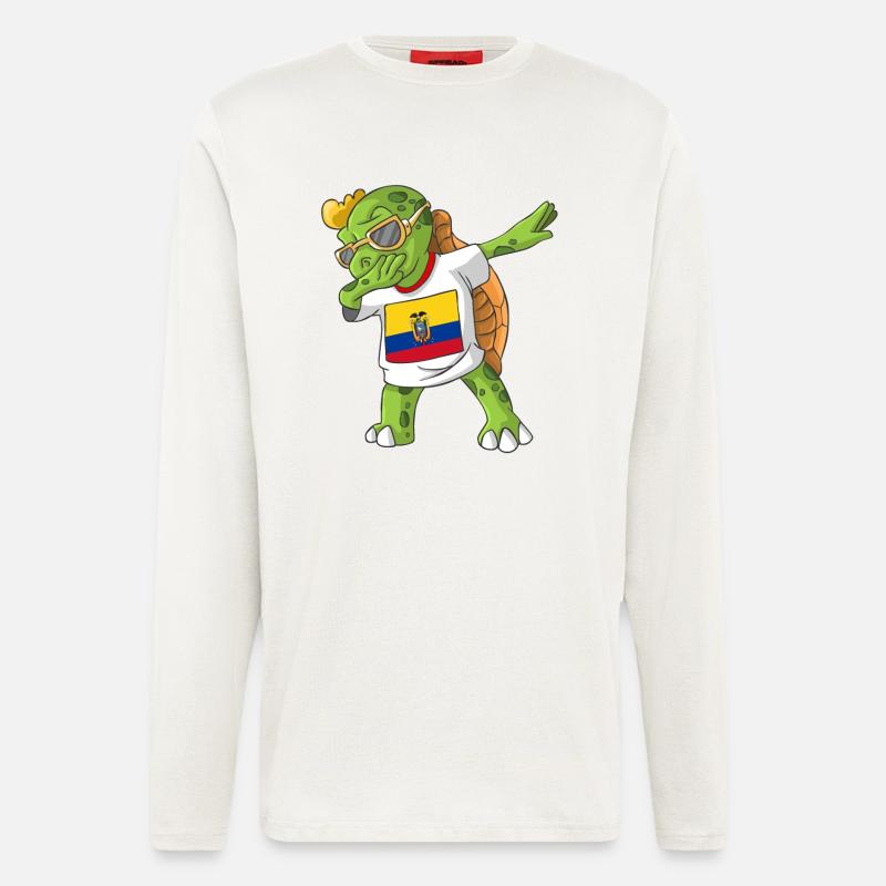 Ecuador Dabbing Schildkröte - Langarmshirt - made by SPREAD  - OFF WHITE