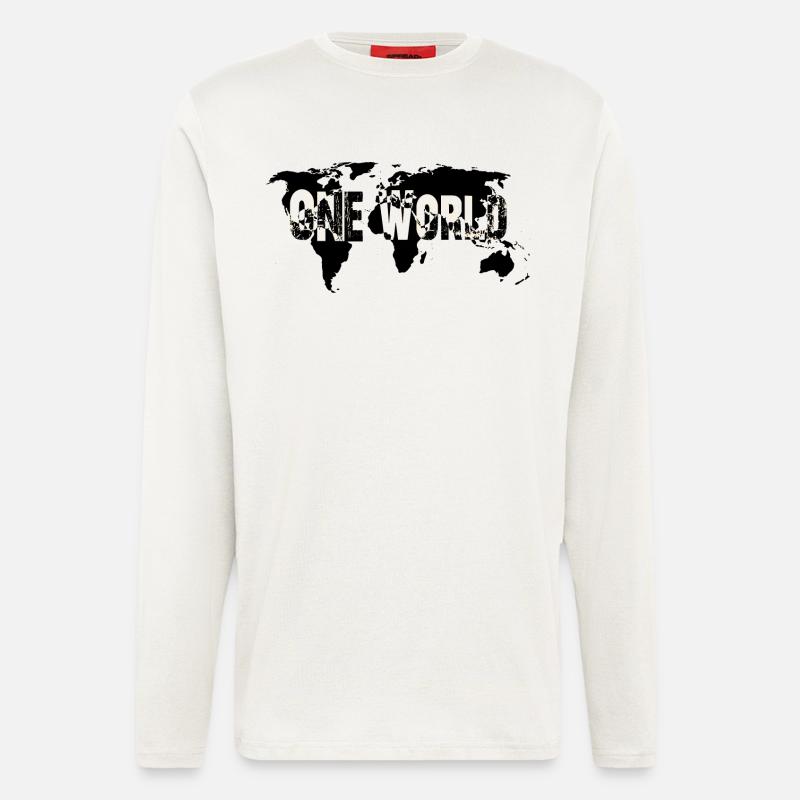 One World -White - Langarmshirt - made by SPREAD  - OFF WHITE