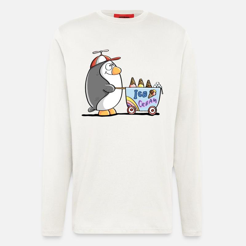 Pinguin Als Eisverkäufer - Eis - Longsleeve - made by SPREAD  - OFF WHITE