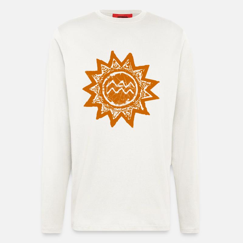 Astrologischer Wassermann Sonnen-Print - Langarmshirt - made by SPREAD  - OFF WHITE