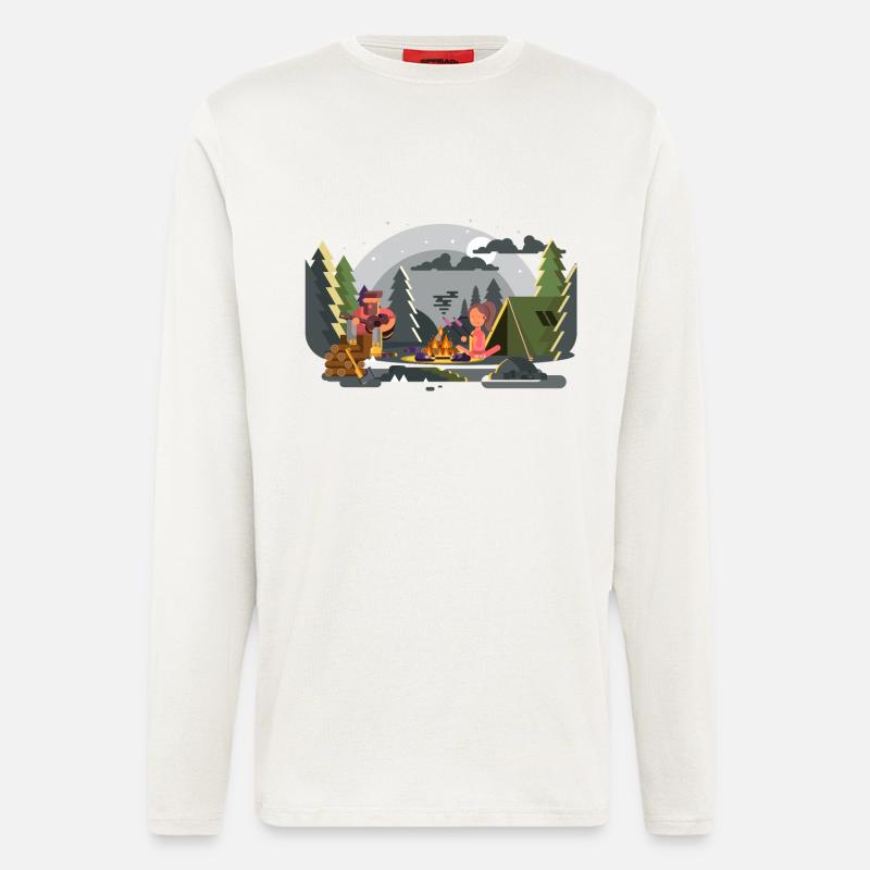 Lagerfeuer Waldcamping Duo - Langarmshirt - made by SPREAD - OFF WHITE