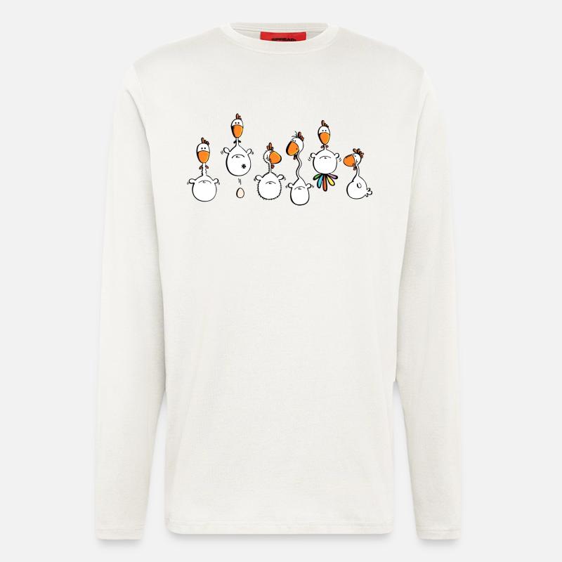 Crazy Chickens - Chicken - Hens - cock - Longsleeve - made by SPREAD  - OFF WHITE