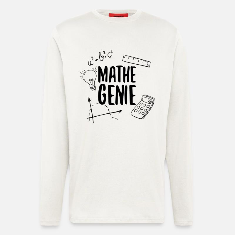 Math Genius Math Genius Math Mathematicien - Manches longues bio décontracté fabriqué en UE - OFF WHITE