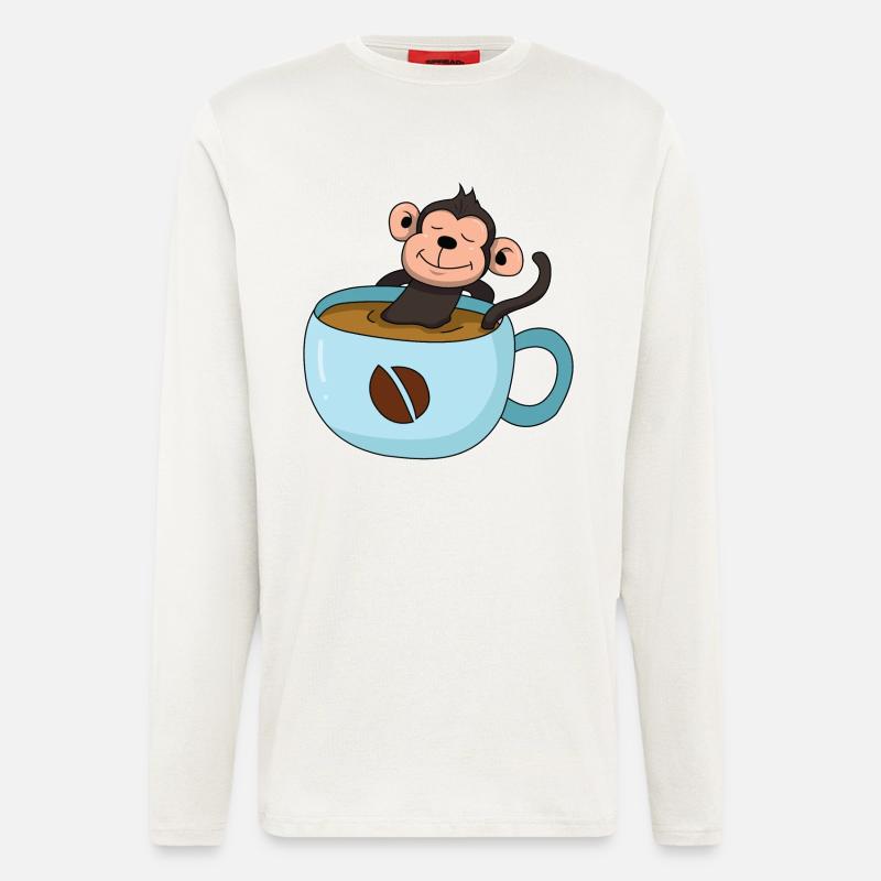 Kaffee-Äffchen - Langarmshirt - made by SPREAD  - OFF WHITE