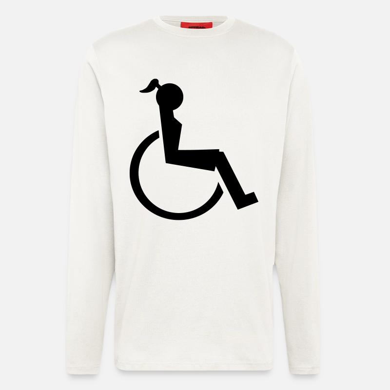 Dame im Rollstuhl Illustration # - Langarmshirt - made by SPREAD  - OFF WHITE