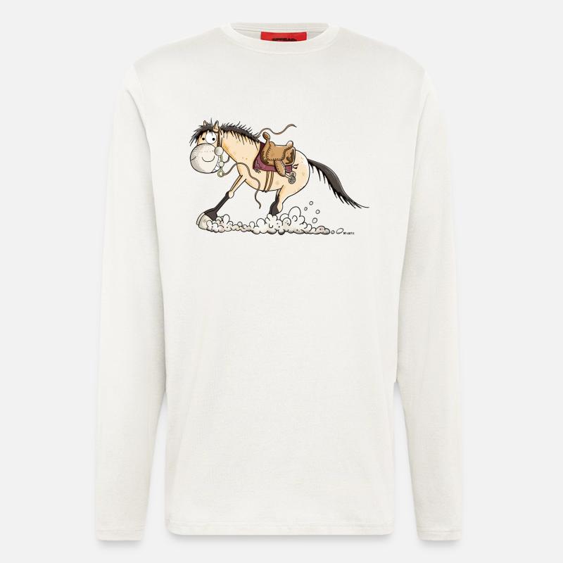Westernpferd im Sliding Stop - Langarmshirt - made by SPREAD  - OFF WHITE