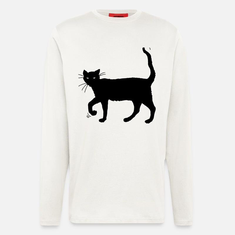Schwarze Katze - Langarmshirt - made by SPREAD - OFF WHITE