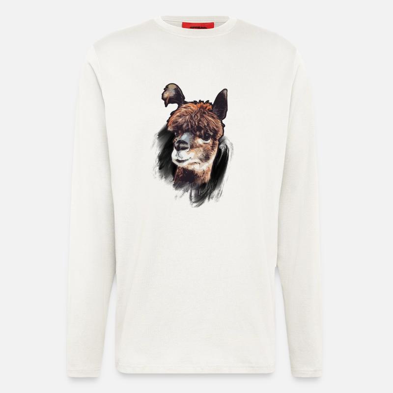 Alpaka Alpaca Kamel - Langarmshirt - made by SPREAD  - OFF WHITE
