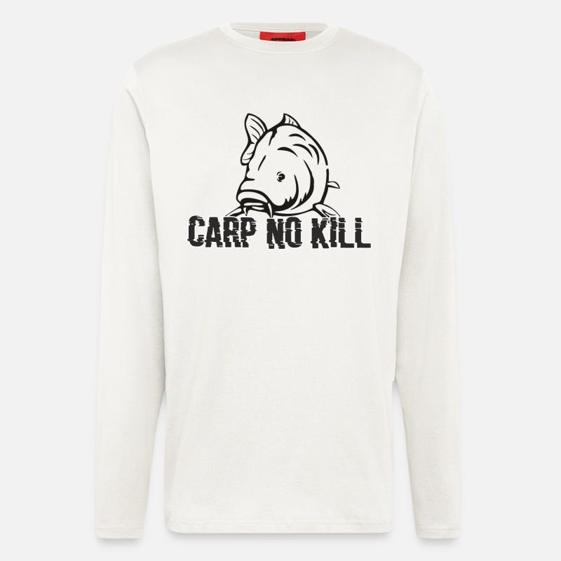 Carpe : Carp no kill 2019 - Manches longues bio décontracté fabriqué en UE - OFF WHITE