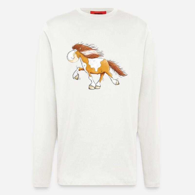 Lustiges Islandpferd Schecke Isländer im Tölt - Langarmshirt - made by SPREAD  - OFF WHITE