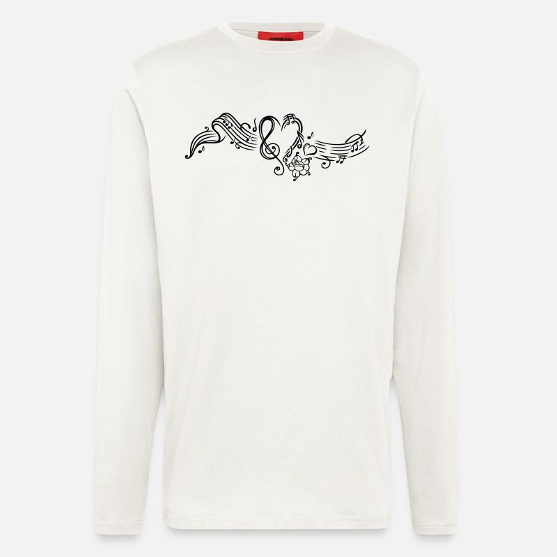 Notenblatt mit Musiknoten, music, notes, clef - Langarmshirt - made by SPREAD  - OFF WHITE