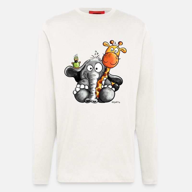 Elefant umarmt Giraffe - Langarmshirt - made by SPREAD  - OFF WHITE