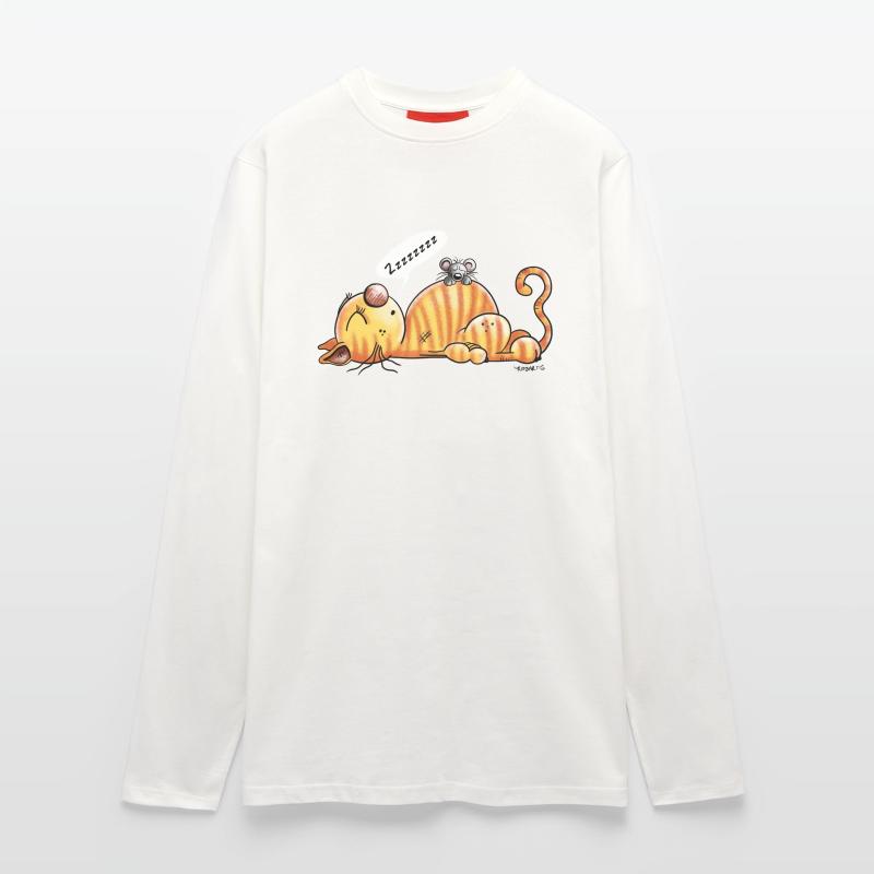 Schnarchende Katze und Maus - Comic - Fun Langarmshirt - made by SPREAD 