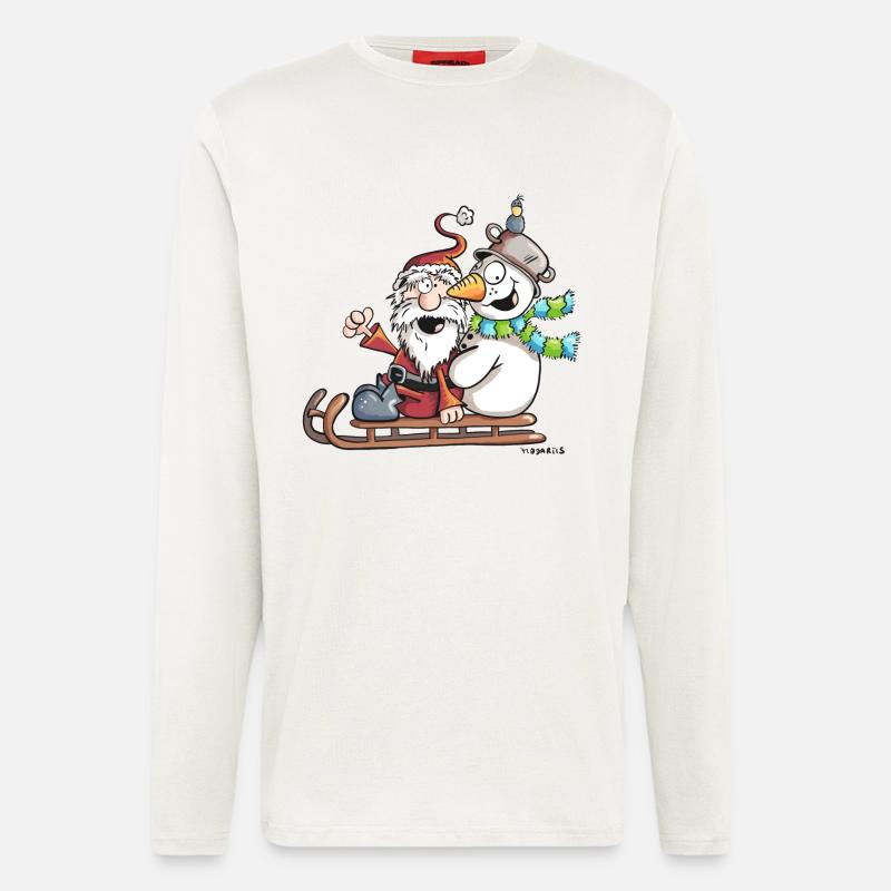 Christmas Schlittenfahrt - Weihnachtsmann - Comic - Langarmshirt - made by SPREAD  - OFF WHITE