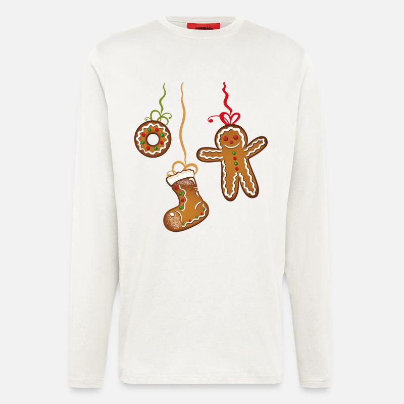Weihnachtsplätzchen, Weihnachten, Lebkuchenmann. - Langarmshirt - made by SPREAD - OFF WHITE