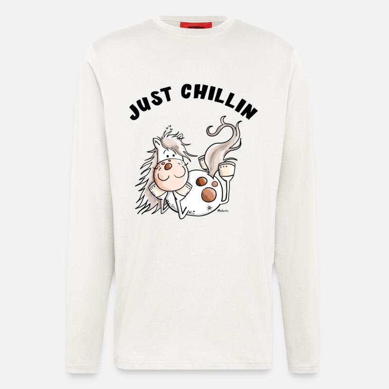 Chillendes Pferd - Comic - Pferde - Geschenk - Langarmshirt - made by SPREAD  - OFF WHITE