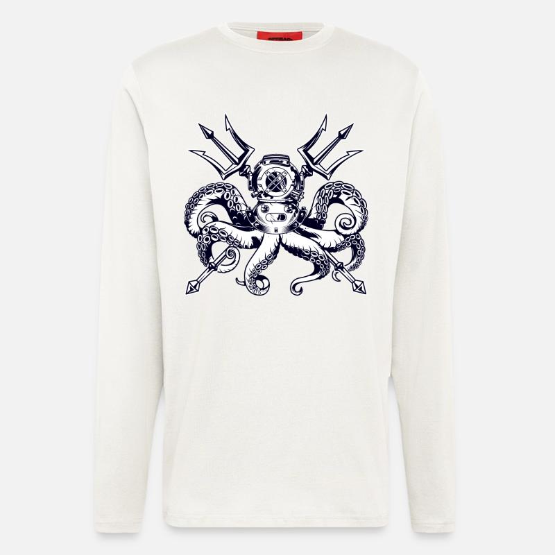 Trident Diving Octopus - Langarmshirt - made by SPREAD  - OFF WHITE