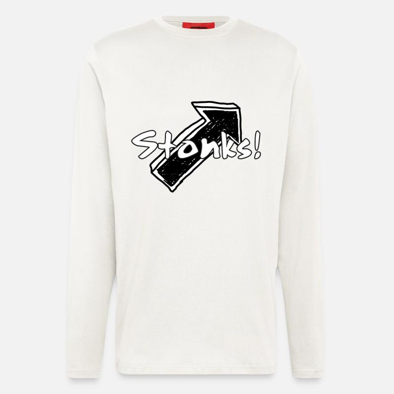 Stonks ! Graphismes de mots graffitis - Manches longues bio décontracté fabriqué en UE - OFF WHITE