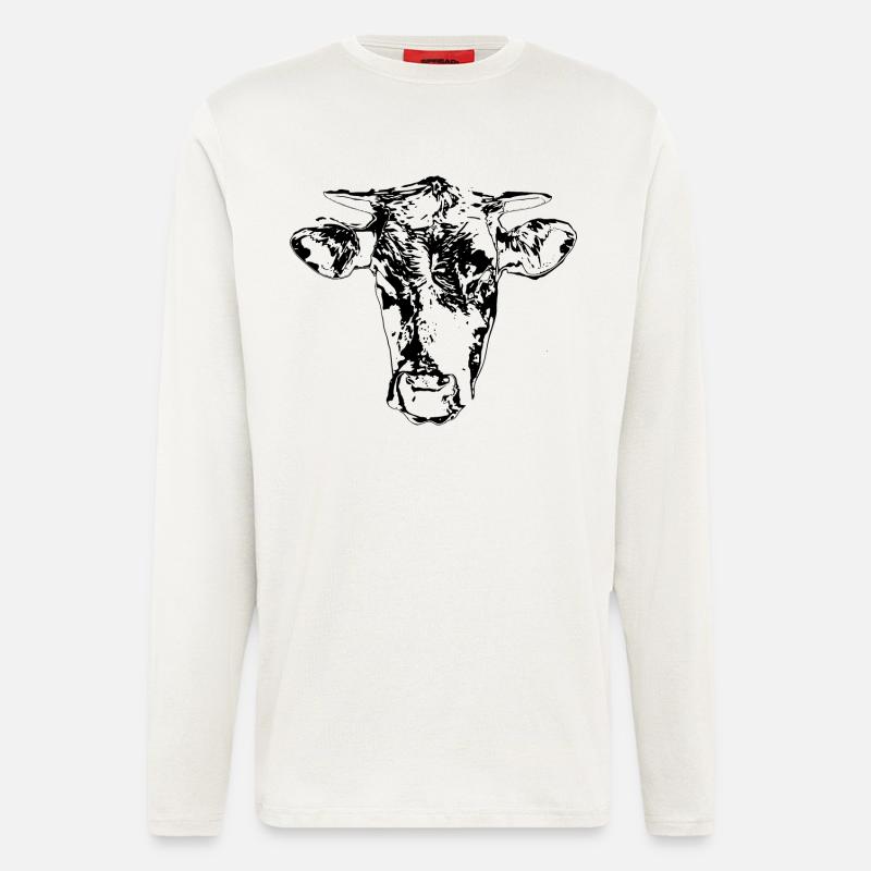 Kuh Kuhkopf Geschenk Bauern - Langarmshirt - made by SPREAD - OFF WHITE