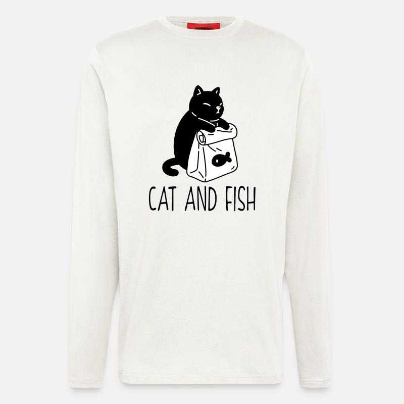 Monochrome Tote with Fish Icon - Longsleeve - made by SPREAD  - OFF WHITE