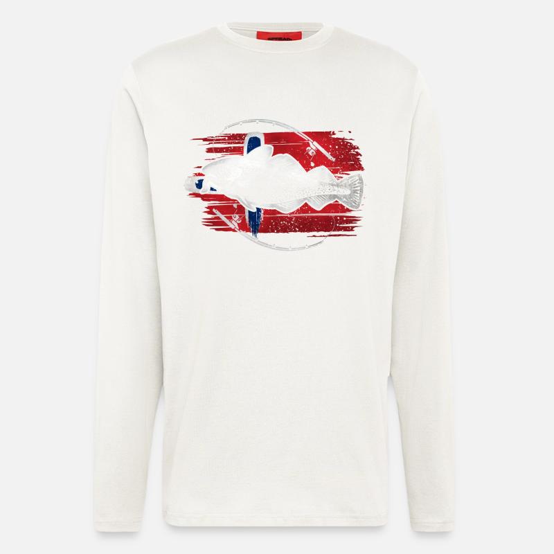 Norwegen Angeln Dorsch - Langarmshirt - made by SPREAD  - OFF WHITE