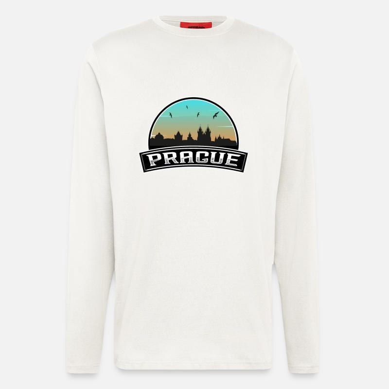 Prague Czechia Skyline Czech Souvenir - Longsleeve - made by SPREAD  - OFF WHITE