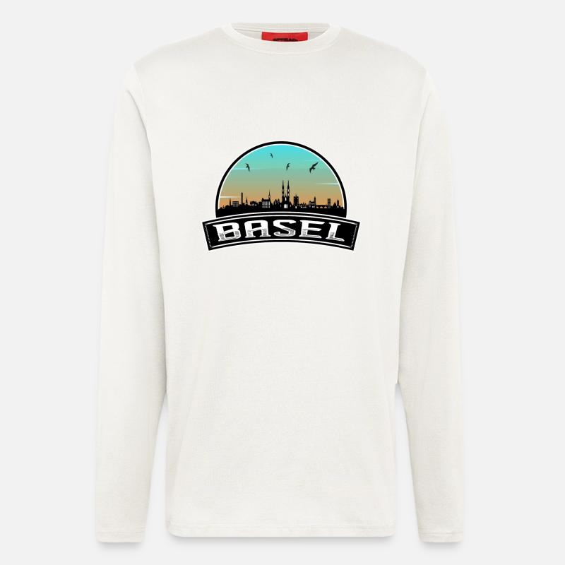 Basel Schweiz Skyline Schweizer Souvenir - Langarmshirt - made by SPREAD  - OFF WHITE