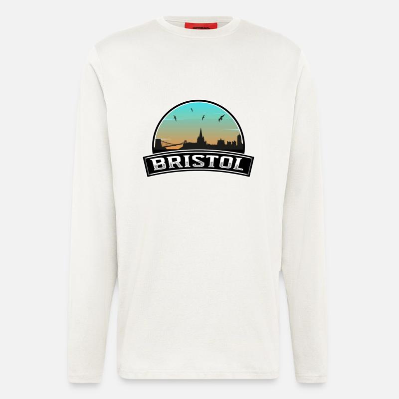 Bristol England Skyline Britisches Souvenir - Langarmshirt - made by SPREAD - OFF WHITE