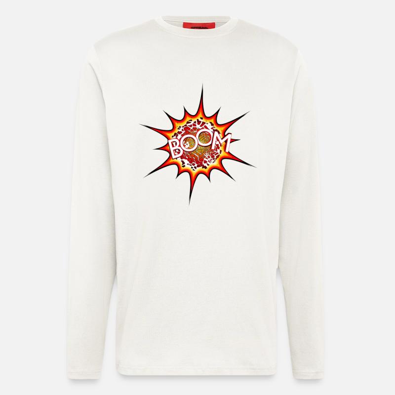 Explosion, bombe, explosion, bombe # - Manches longues bio décontracté fabriqué en UE - OFF WHITE