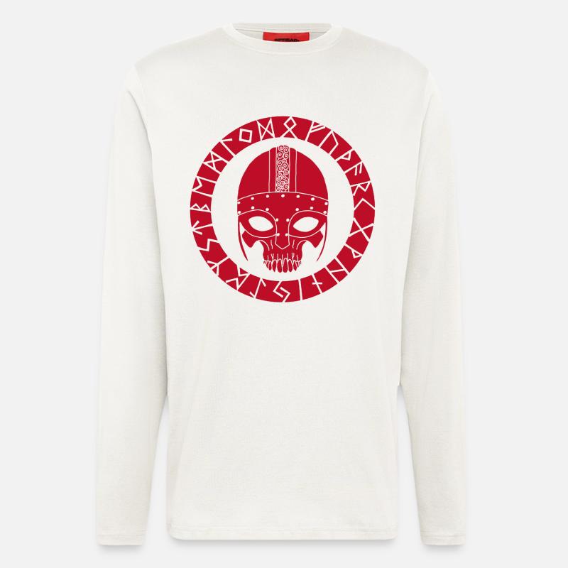 Rotes Wikinger-Todeskopf - Langarmshirt - made by SPREAD  - OFF WHITE