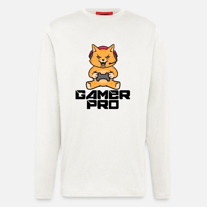 Gamer Zocker Headset Controller Videogames - Manches longues bio décontracté fabriqué en UE - OFF WHITE