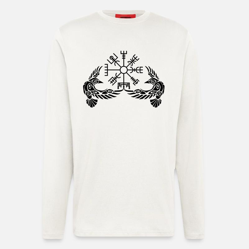 Schwarze Krähen und Wikingerkompass - Langarmshirt - made by SPREAD  - OFF WHITE