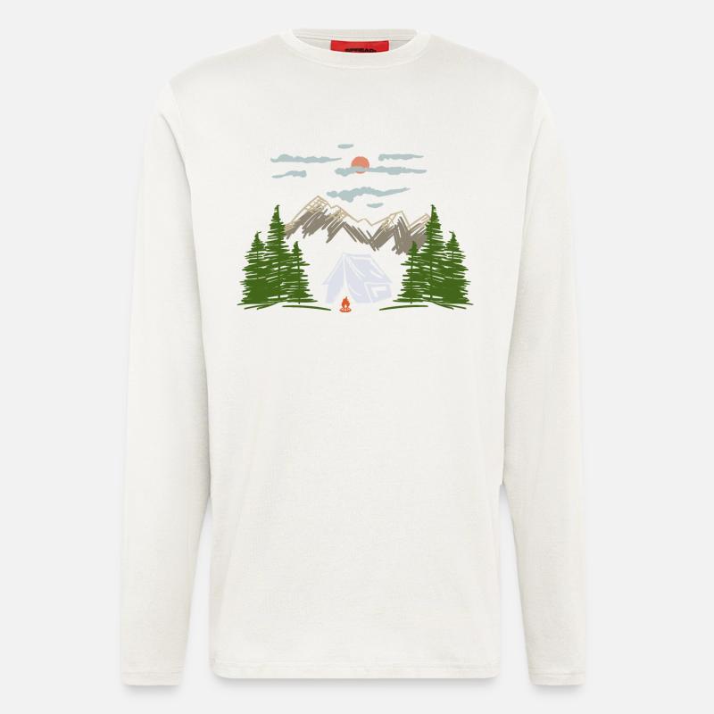 Camping Zelten Bergmotiv Geschenkidee - Langarmshirt - made by SPREAD - OFF WHITE