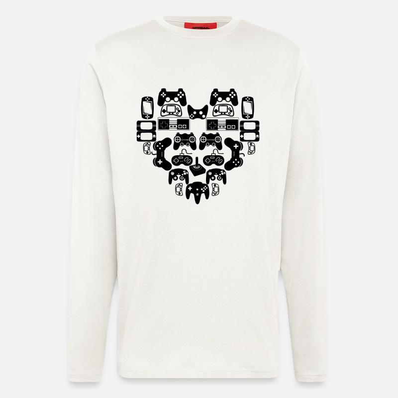Herz Controller Joystick Gamer Zocker - Langarmshirt - made by SPREAD  - OFF WHITE