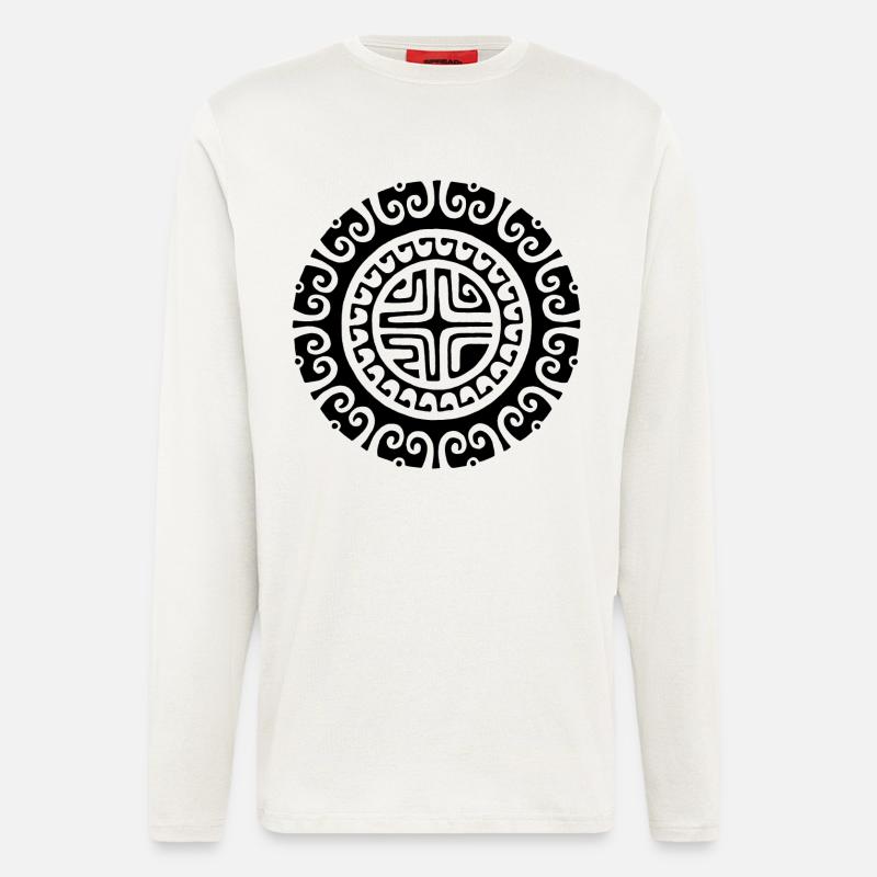 Schwarze Blume von Polynesien - Langarmshirt - made by SPREAD - OFF WHITE