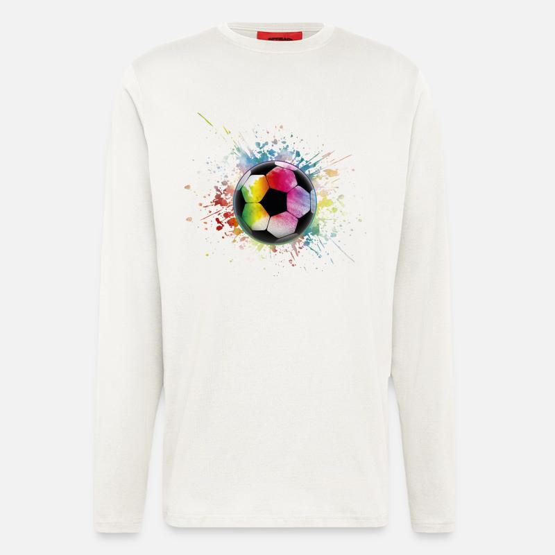 Fußball Regenbogen Bunter Ball - Langarmshirt - made by SPREAD  - OFF WHITE