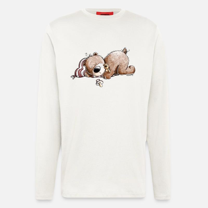 Drolliger Brauner Bär Schläft Und Träumt - Langarmshirt - made by SPREAD  - OFF WHITE