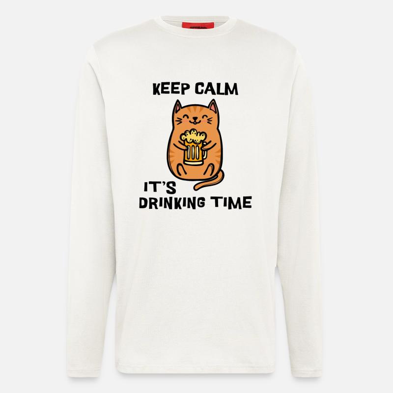 Fest Bier Statement Trinken Katze - Langarmshirt - made by SPREAD  - OFF WHITE