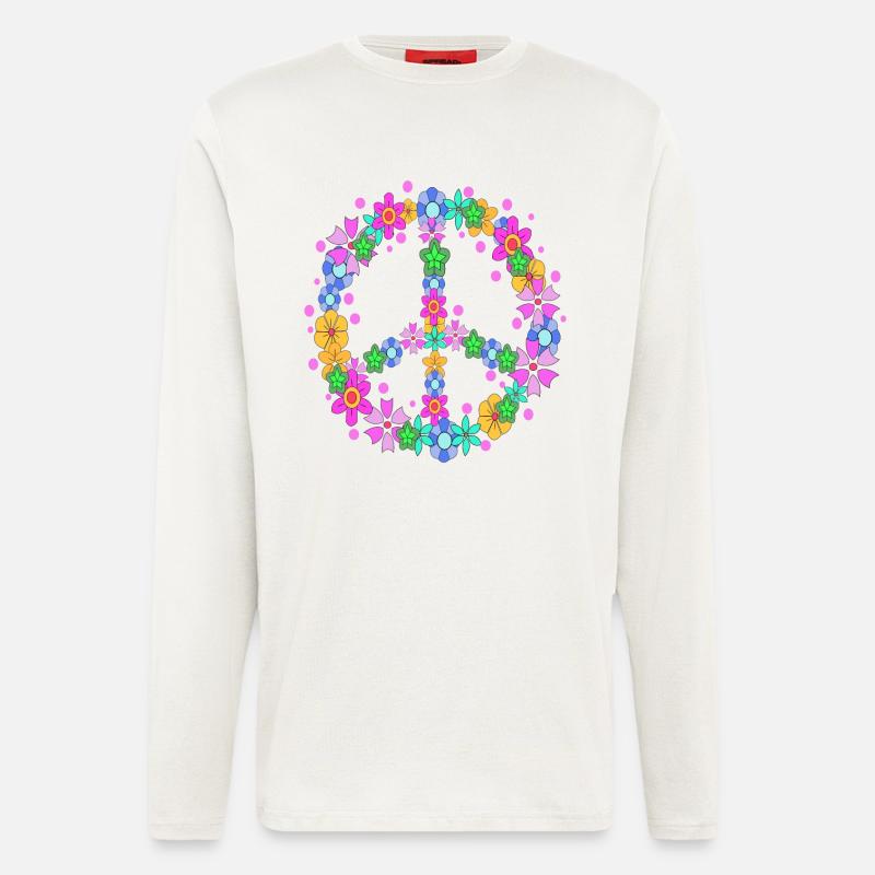 Friedenszeichen Friedensbewegung Liebe Frieden - Langarmshirt - made by SPREAD - OFF WHITE