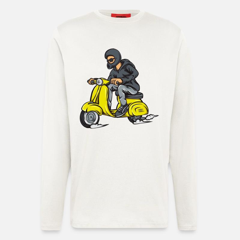 Pilote de scooter masqué en sweat à capuche - Manches longues bio décontracté fabriqué en UE - OFF WHITE